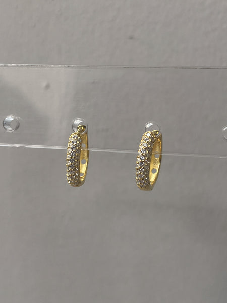 NIHAL | S925 Sterling Silver | 18ct Gold Plated | Cubic Zirconia | Gold/Silver | Encrusted Huggies | Earring