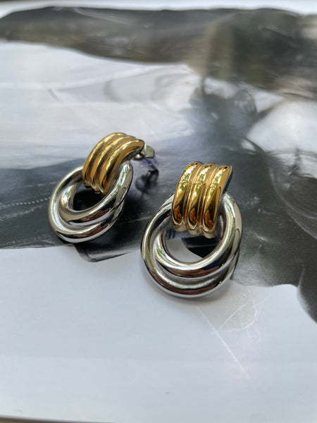 NOIR | Tarnish Free | Gold and Silver Chunky Hallow Circle | Earring