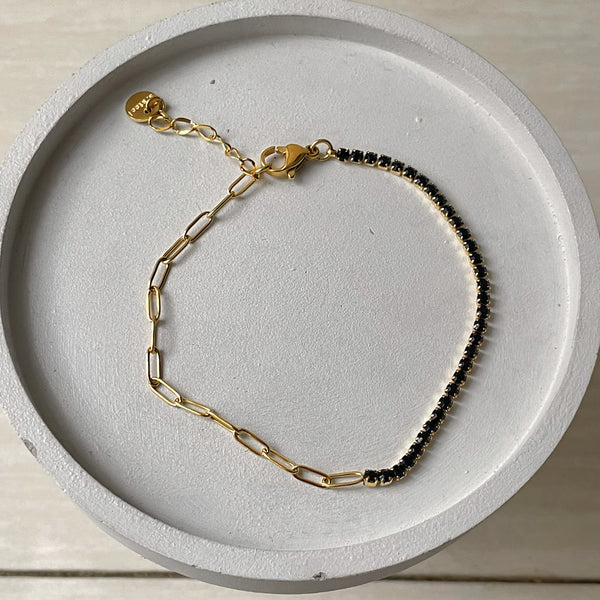 BREE | Gold Paperclip and Crystal Bracelet