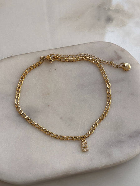 INITIAL ANKLET | 18k Gold Plated Cubic Zirconia Anklets