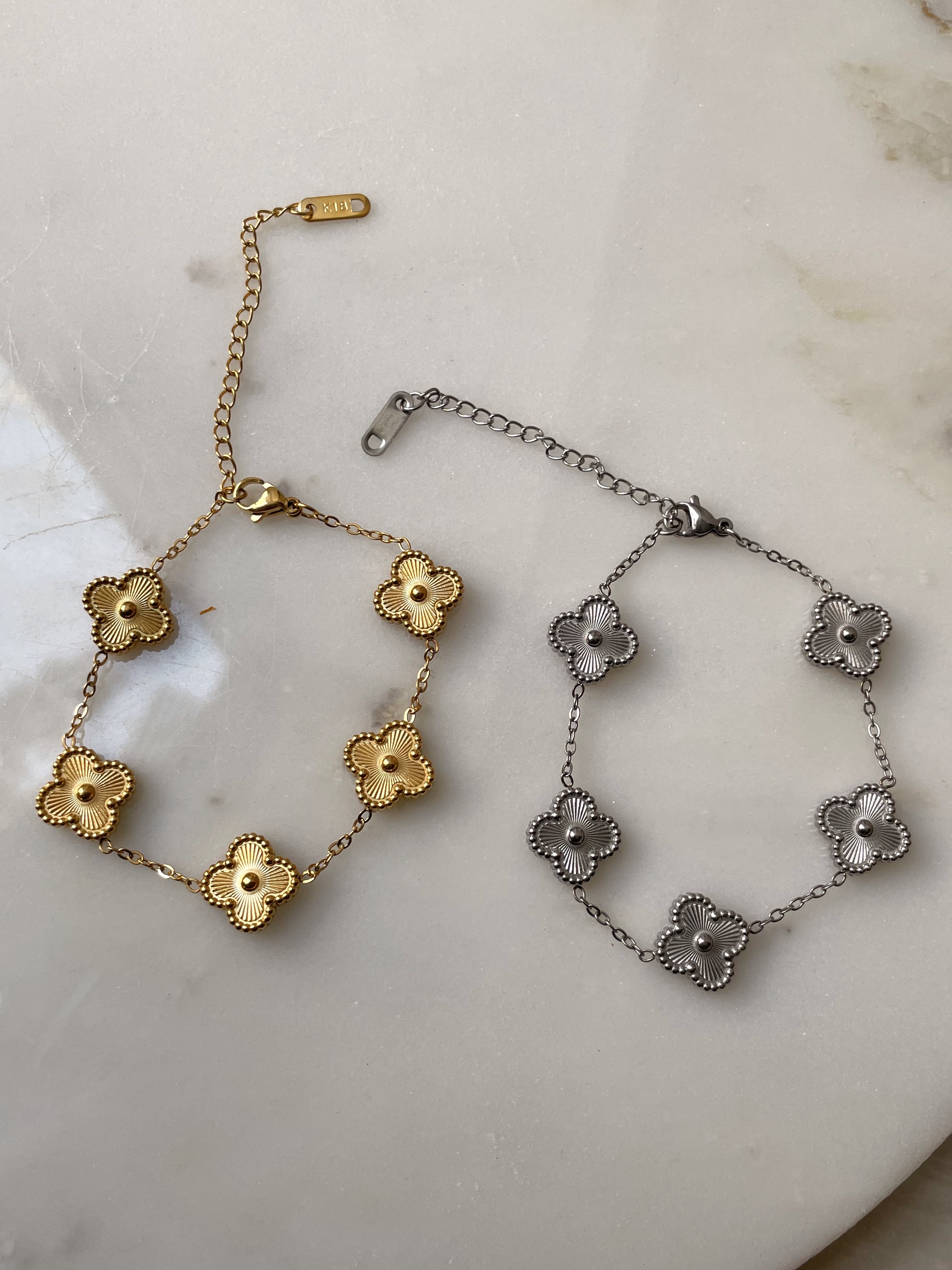 FLOWER MULTI BRACELET | Tarnish Free | Gold Black/White Multi-Flower | Bracelet