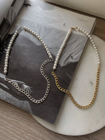 EROS | ZibaMan | Silver/Gold Pearl Necklace | Tarnish-Free