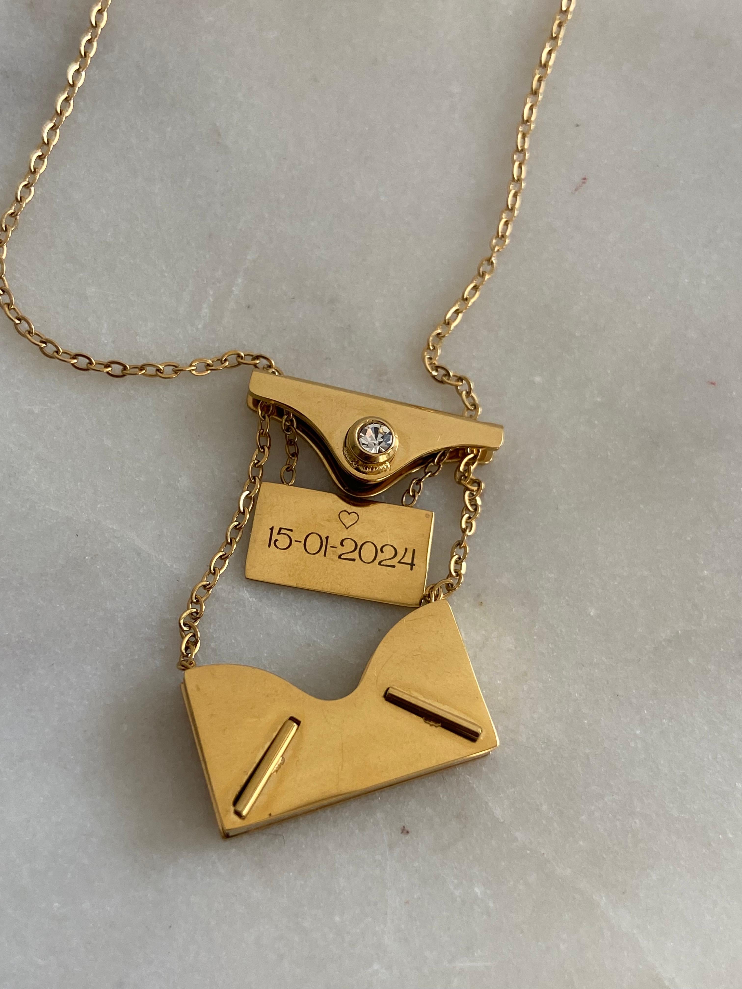 ENVELOPE LOVE + ENGRAVING| Silver/Gold/Rose Gold Necklace | Tarnish-Free