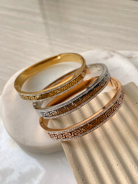 ITALIA | Tarnish Free | Gold/Silver/Rose-Gold Encrusted Pattern | Bangle