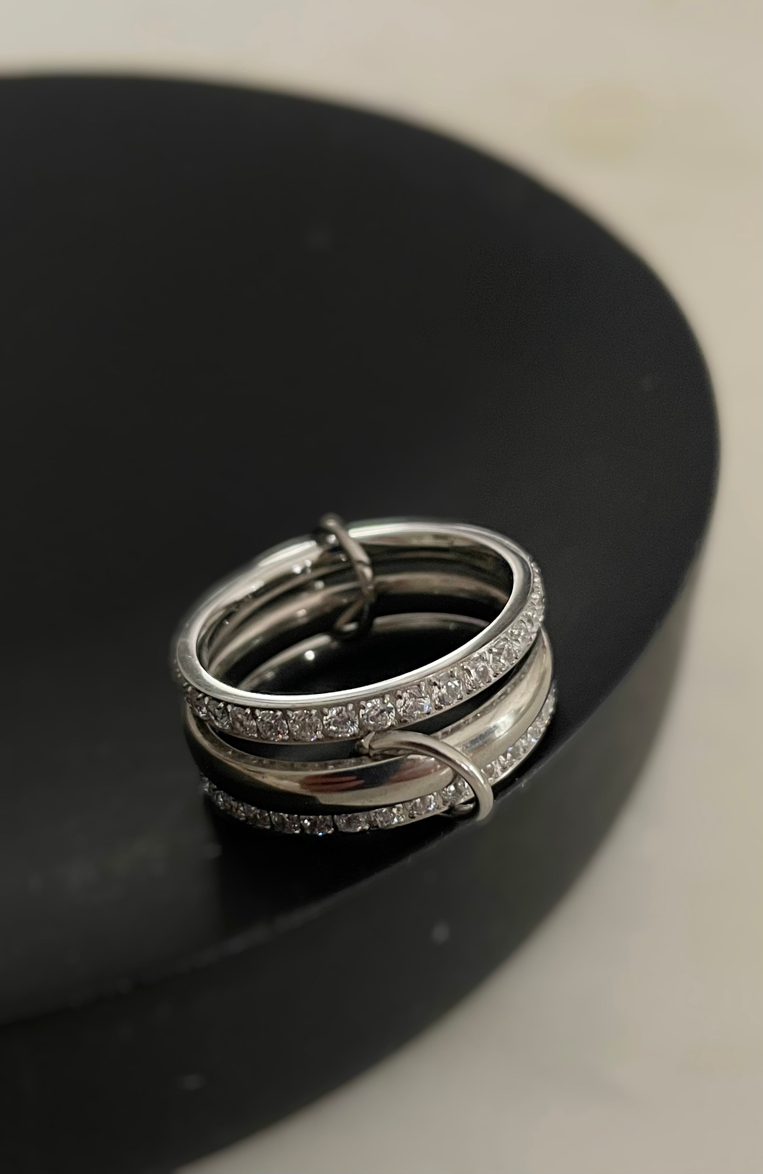 Silver Lining| Tarnish-Free|Linked Silver 3 Layered Ring