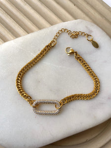 G-MONEY BRACELET| Tarnish Free | Encrusted Oval Cuban Link | Bracelet