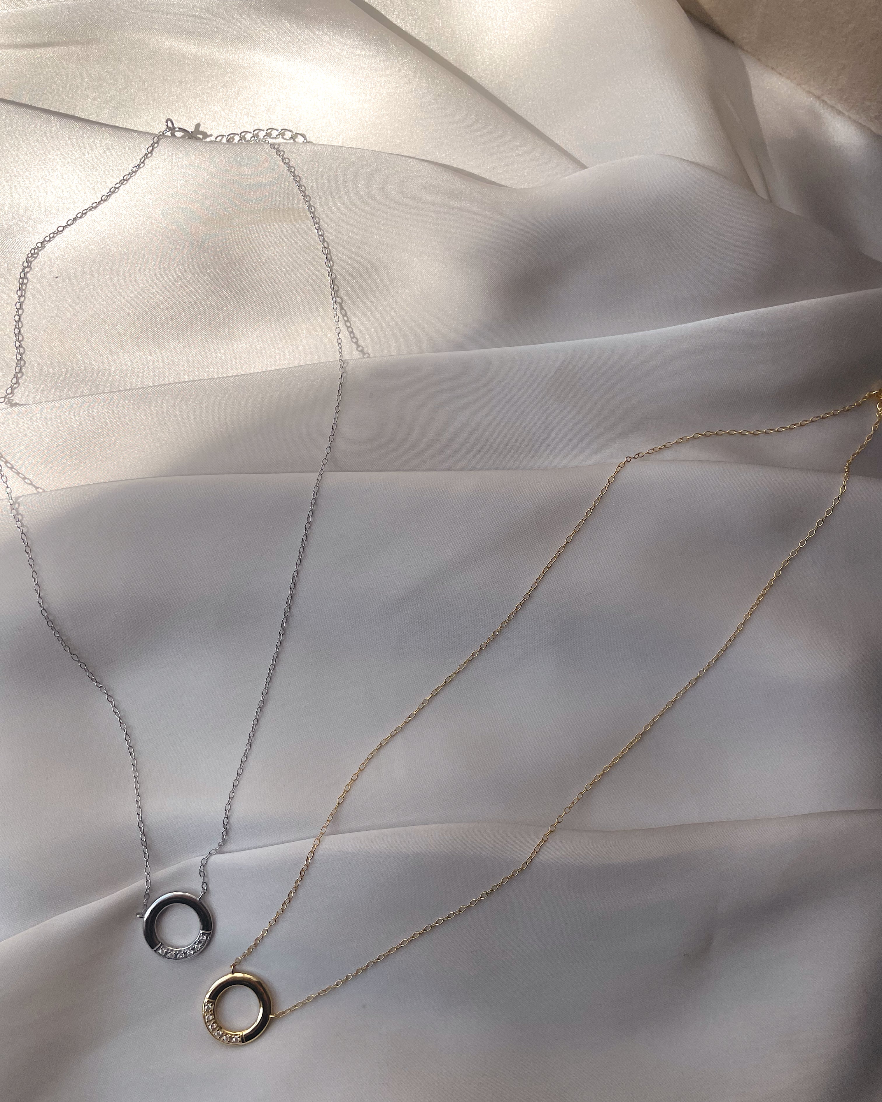 ADELE | S925 Sterling Silver I 18ct Gold/Platinum Plated I Cubic Zirconia | Circle Pendant Necklace