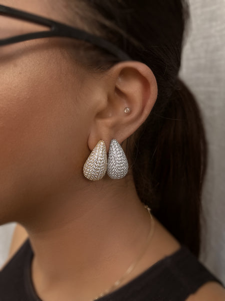 GLAMOUR DEWDROPS | Gold/Silver Cubic Zirconia Teardrop Earrings
