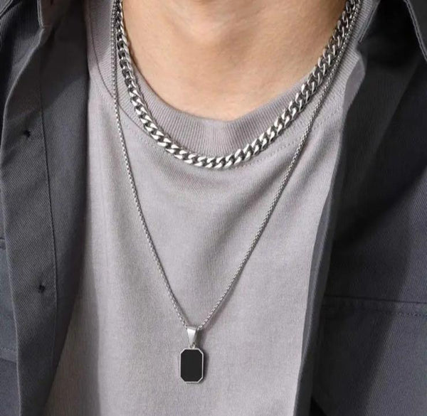 ACE | ZibaMan | Silver/ Gold Box Link Necklace | Tarnish-Free