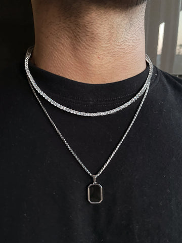 ACE | ZibaMan | Silver/ Gold Box Link Necklace | Tarnish-Free