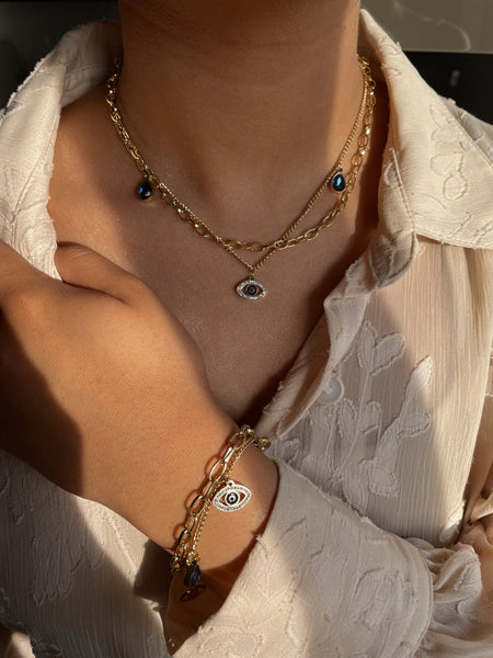 RANA | Evil Eye Charm | Stainless Steel 18k Gold/ Silver/ Rose Gold | Necklace
