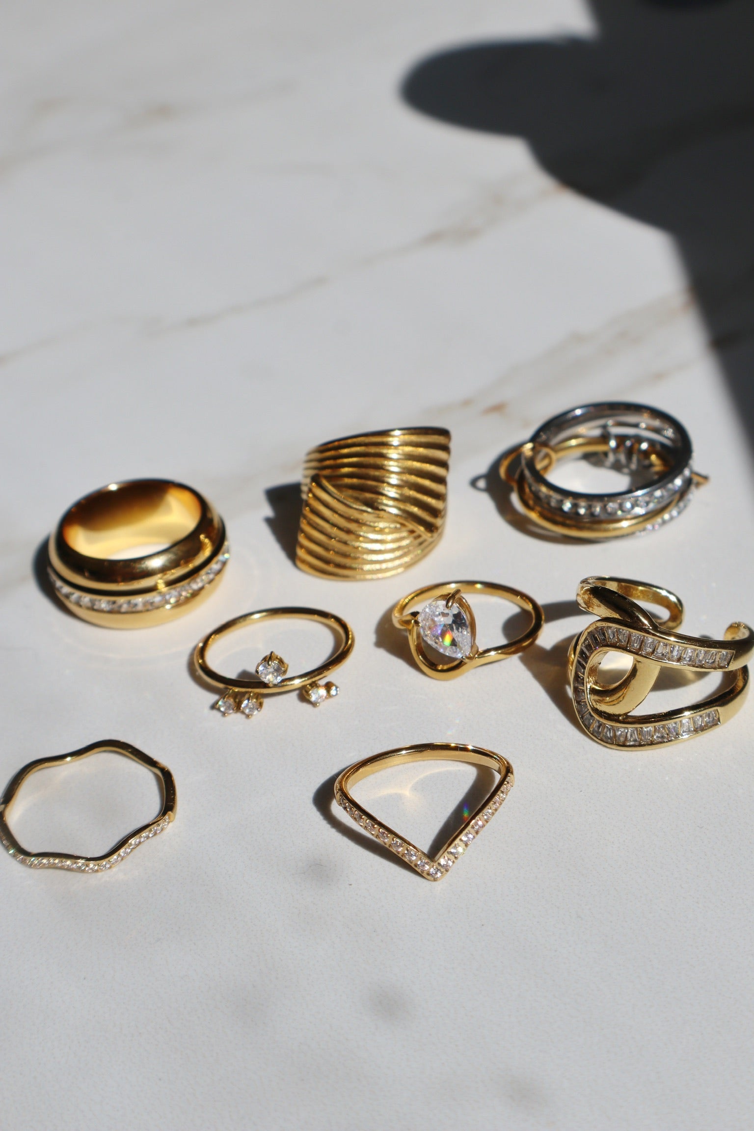 MOSSO | Tarnish Free | Gold cubic zirconia Ring
