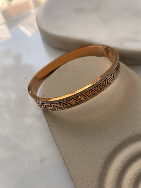 ITALIA | Tarnish Free | Gold/Silver/Rose-Gold Encrusted Pattern | Bangle