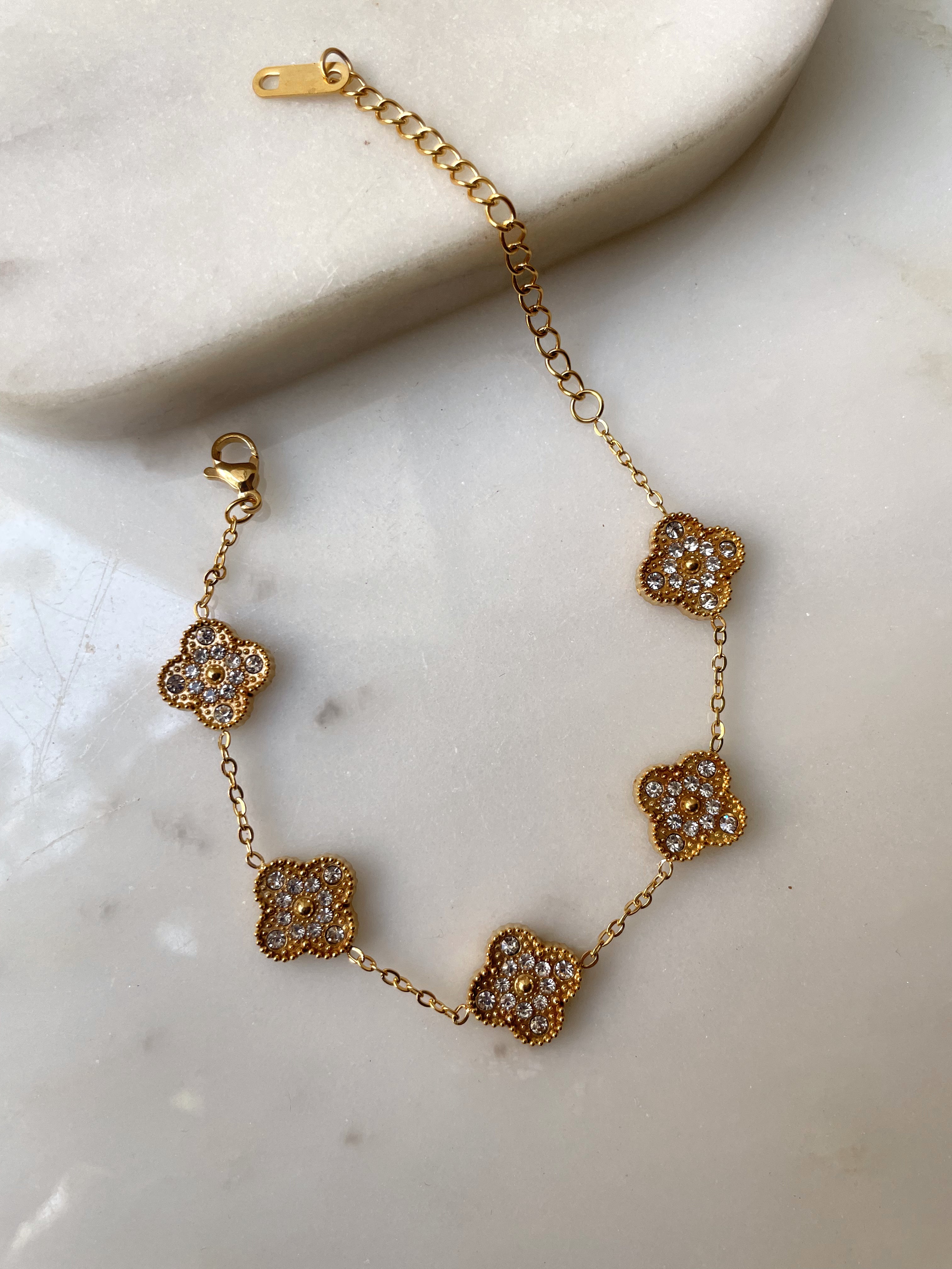 BLING Flower BRACELET | Tarnish Free | Encrusted Flower | Bracelet