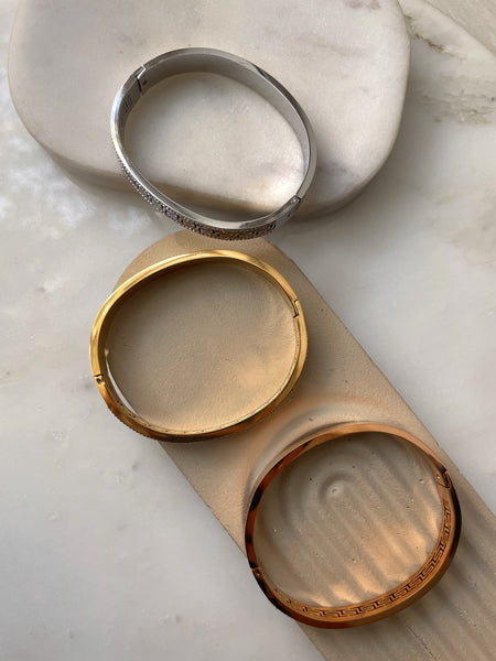 ITALIA | Tarnish Free | Gold/Silver/Rose-Gold Encrusted Pattern | Bangle