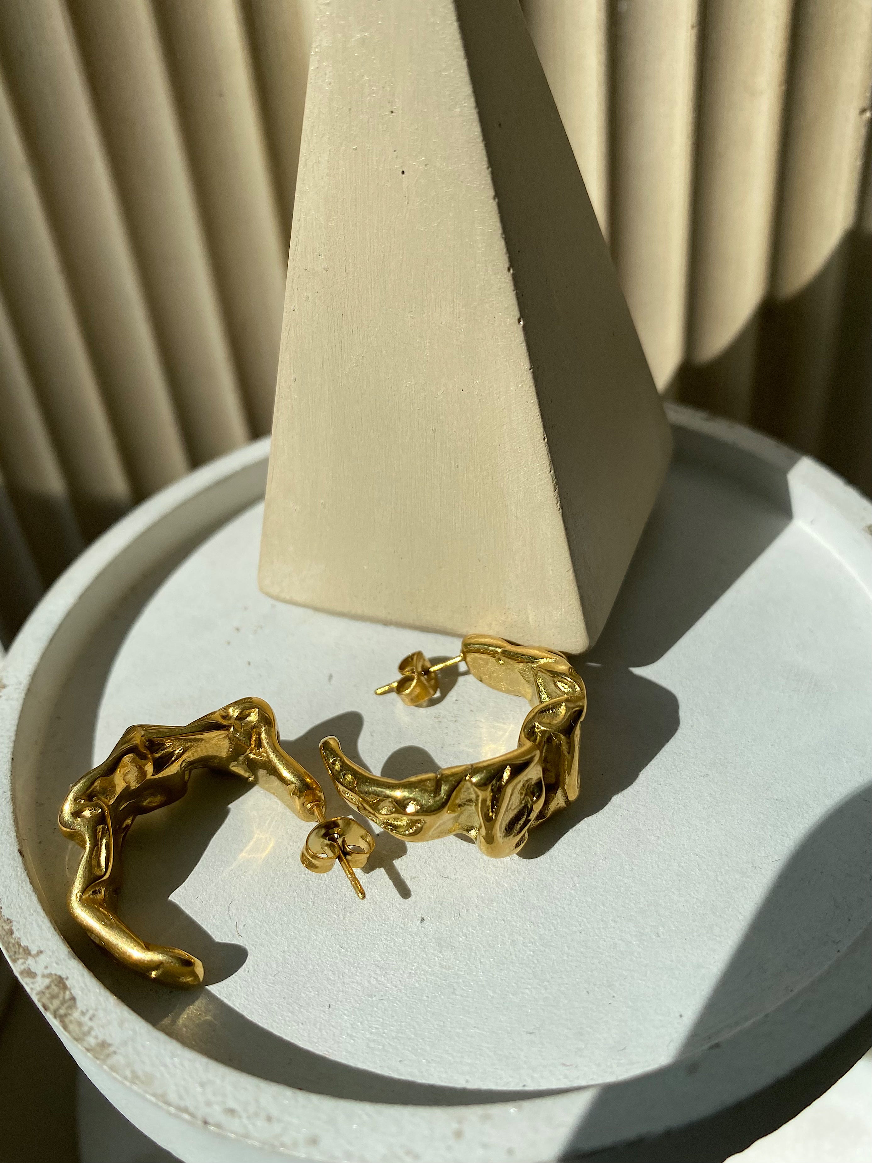 LIQUID LAVA| GoldPlated | Tarnish Free | Molten Hoop Earring