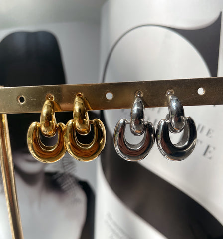 DARBY | Tarnish Free | Gold Chunky Encrusted  Hoop | Earrings