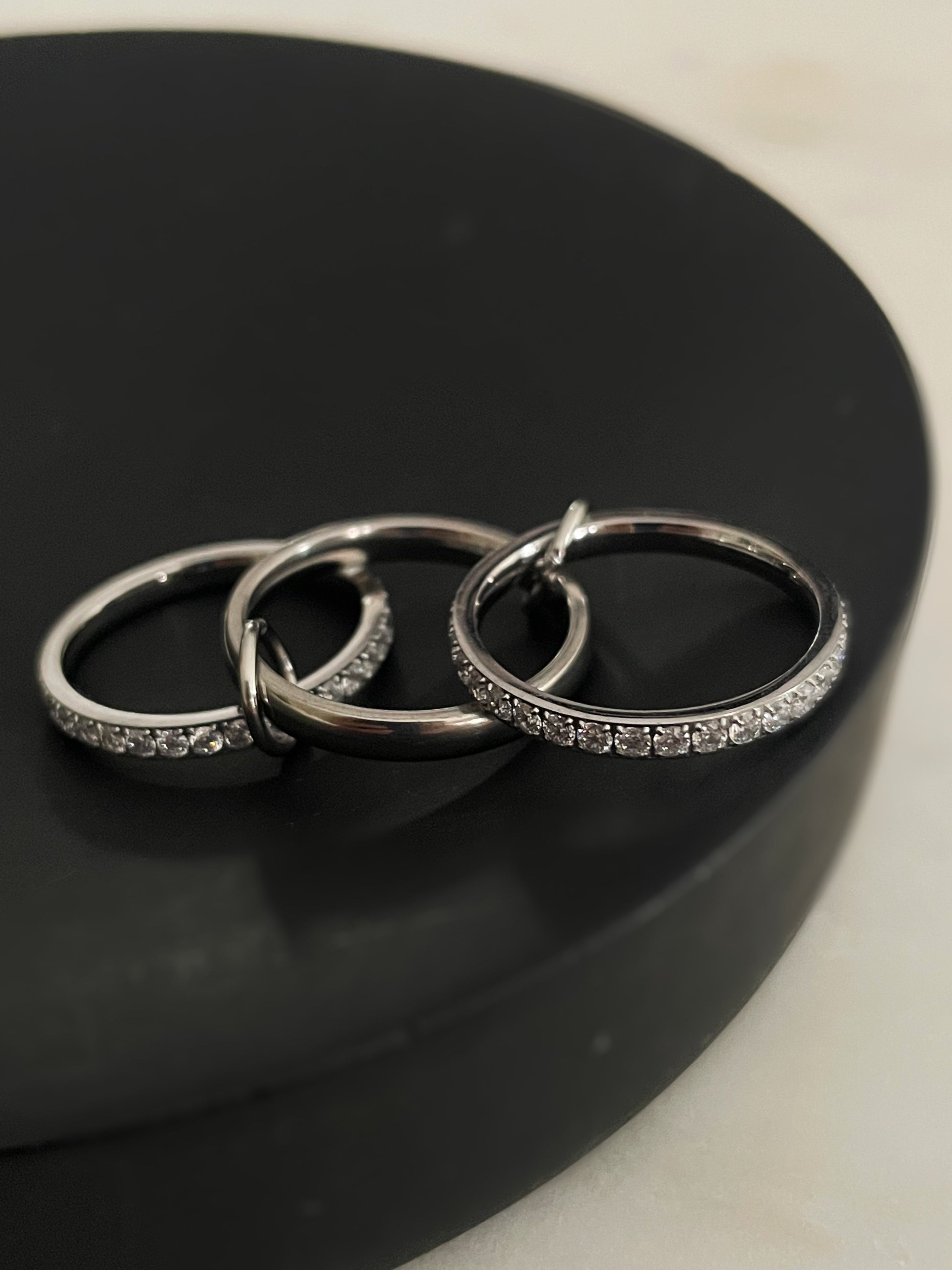 Silver Lining| Tarnish-Free|Linked Silver 3 Layered Ring