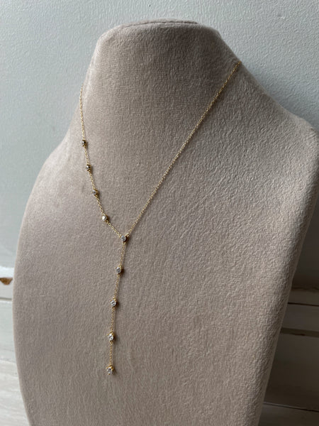 HANAN | S925 Sterling Silver I 18ct Gold Plated I Cubic Zirconia | Y-Shaped Necklace