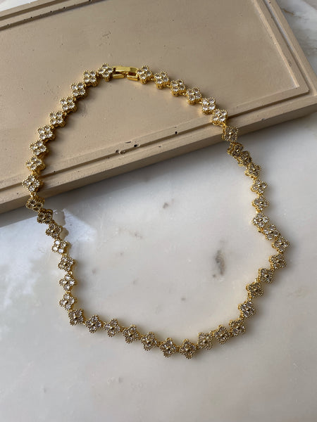 GARDENIA | Gold Clear/MultiColored/ Black Multi-Clover Flower | Necklace/Bracelet