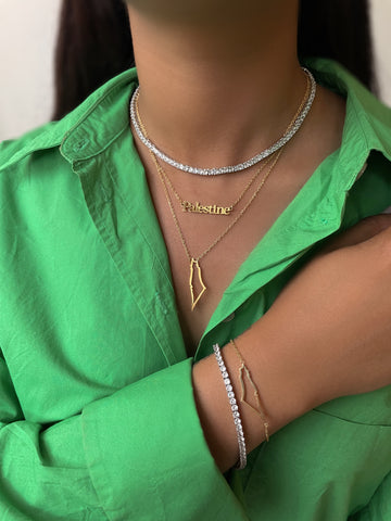 FOR PALESTINE I PALESTINE MINIMAL MAP | Tarnish Free I 18k Gold Plated Stainless Steel Palestine Necklace or Bracelet