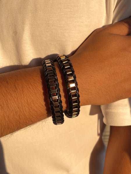 STATE | ZibaMan | Black/Gold/Silver Leather Bracelet