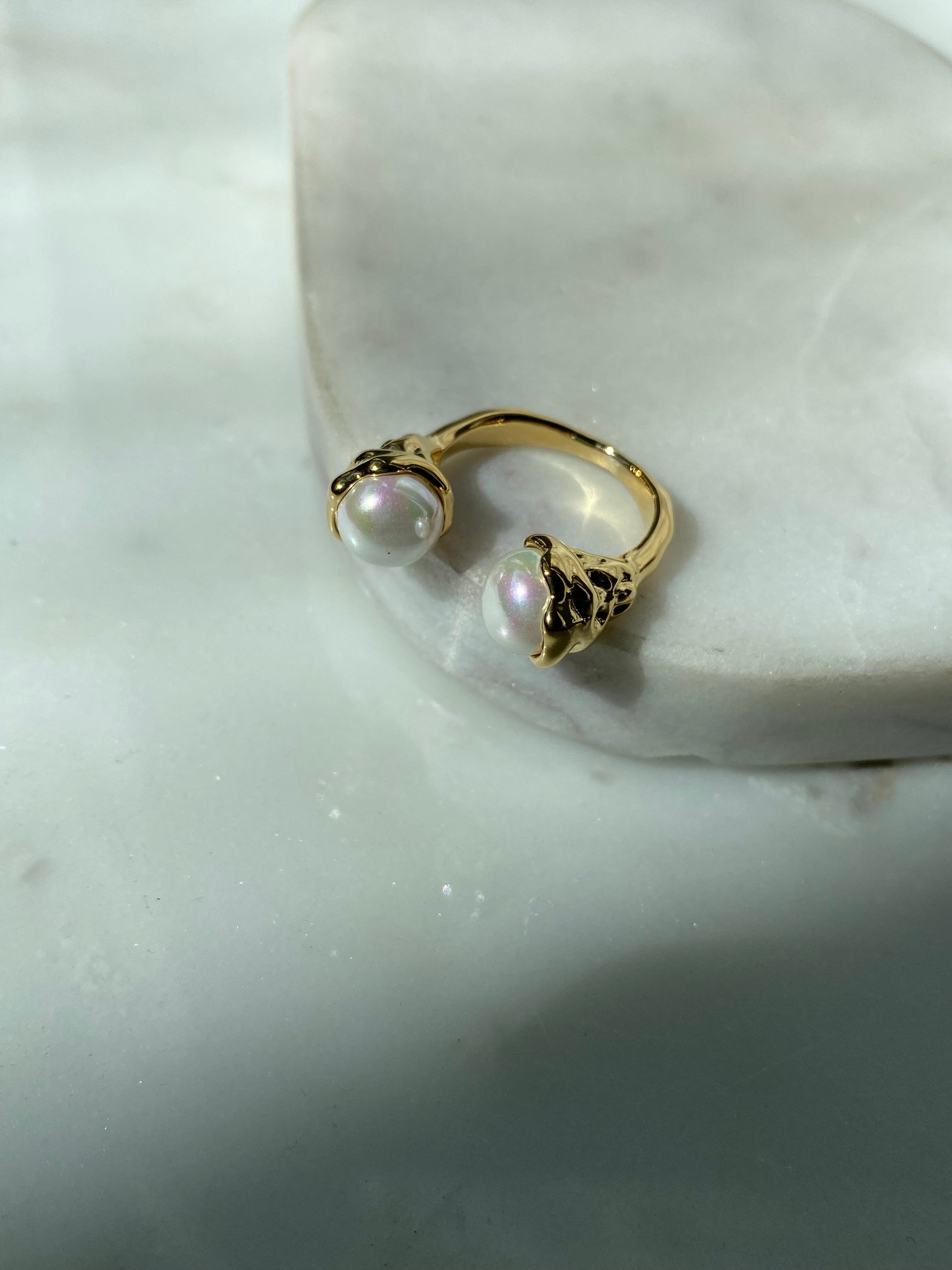 EDITH | Tarnish Free | Adjustable | Gold Pearl Ring