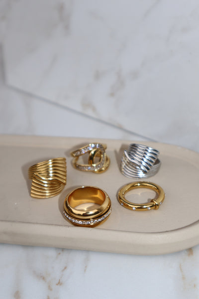 SIARA | Tarnish Free | Gold chunky jeweled Ring