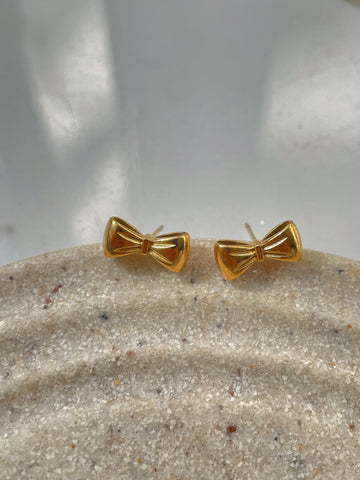 PREPPY GIRL | Tarnish-Free | Gold Mini Bow | Stud Earring