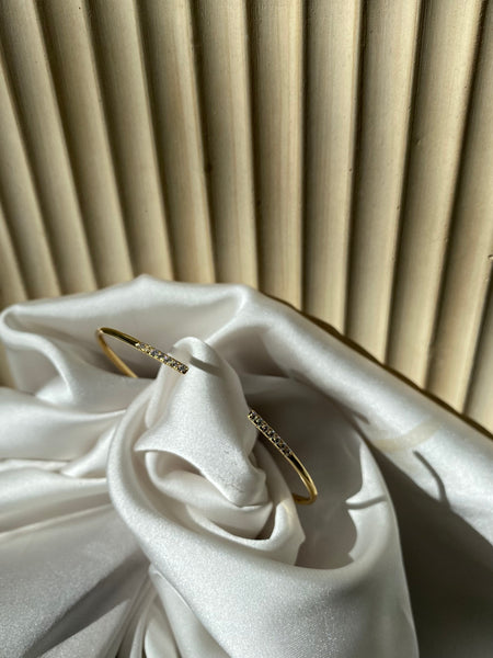 HANAN | Tarnish Free | Stainless Steel | Gold Plated | Gold/Silver/Rose-Gold Encrusted | Open Flexible Cuff Bangle
