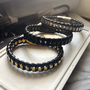 STATE | ZibaMan | Black/Gold/Silver Leather Bracelet