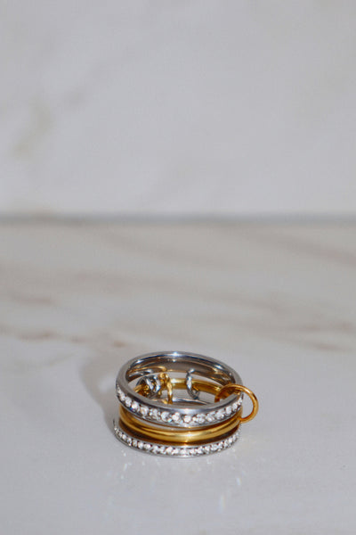 ZIA | Tarnish Free | linked 3 or 4 eternity bands Ring | Gold and Silver