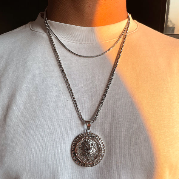 HUNTER | ZibaMan | Gold/Silver Lions Head Pendant Necklace | Cubic Zirconia | Tarnish-Free