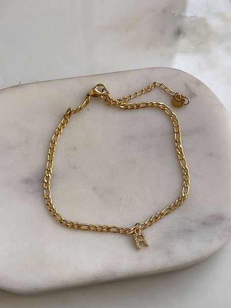 INITIAL ANKLET | 18k Gold Plated Cubic Zirconia Anklets