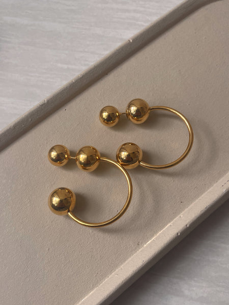 OH GRACIOUS | Stainless Steel |Tarnish Free | Gold plated Hoop Ball Stud | Earring