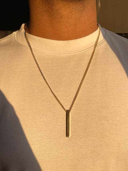 VALOR | ZibaMan | Silver/Gold/Black Rectangular Bar Necklace | Tarnish-Free