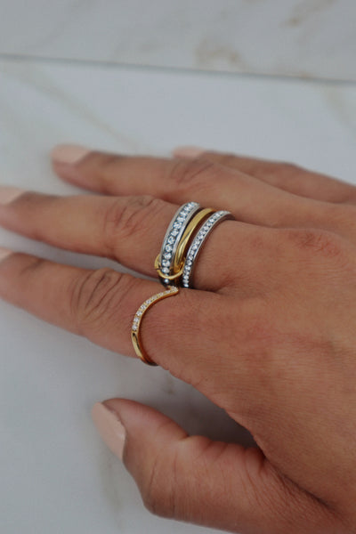 ZIA | Tarnish Free | linked 3 or 4 eternity bands Ring | Gold and Silver