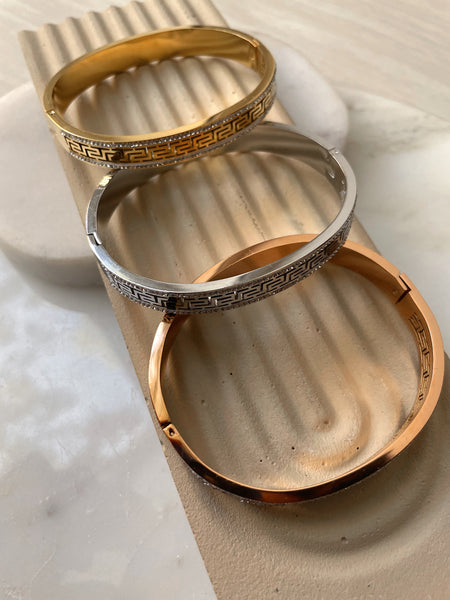 ITALIA | Tarnish Free | Gold/Silver/Rose-Gold Encrusted Pattern | Bangle