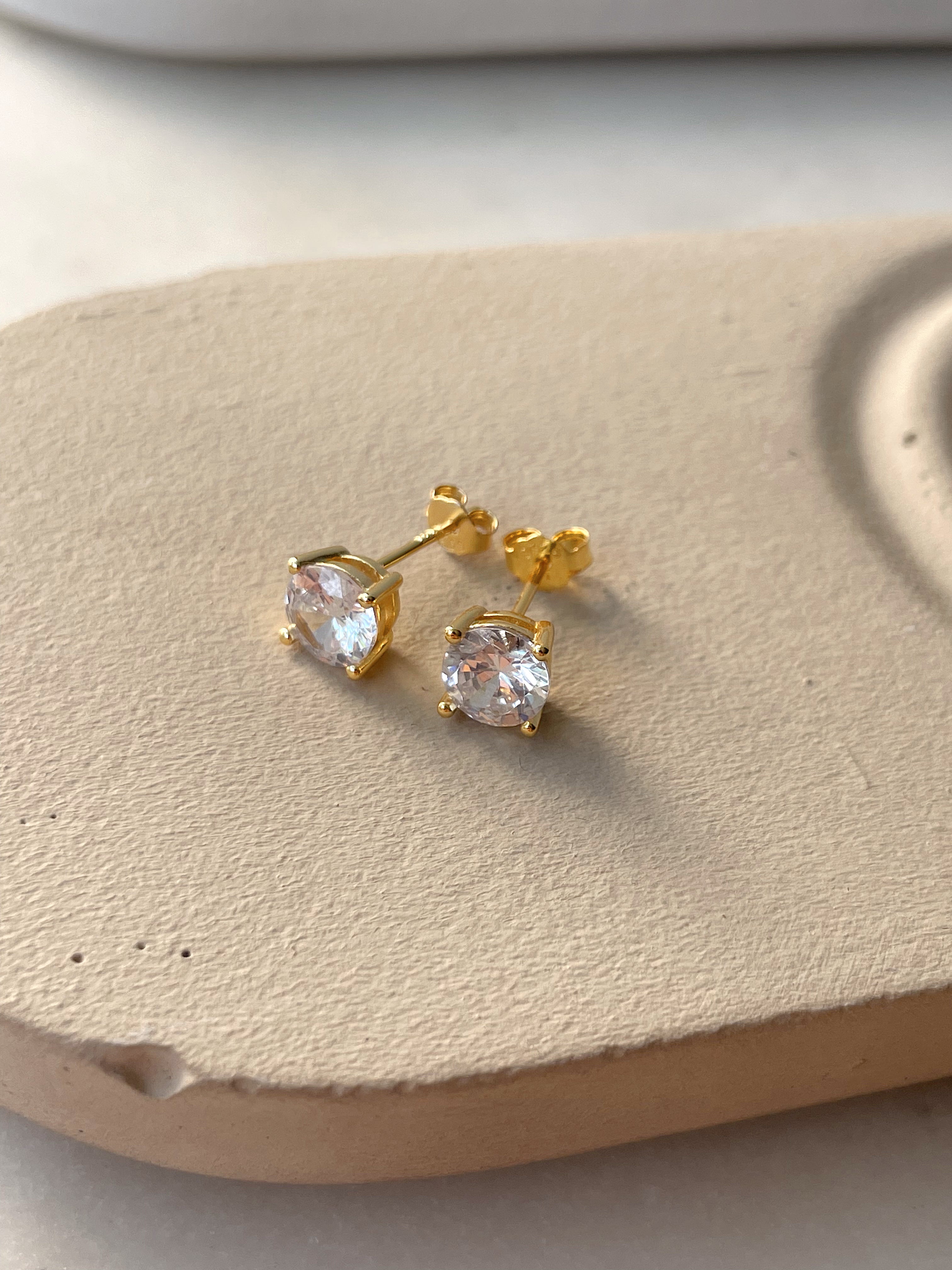 CLASSIC STUDS | S925 Sterling Silver | 18ct Gold Plated | Cubic Zirconia |  Stud Earring