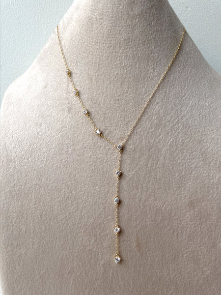 HANAN | S925 Sterling Silver I 18ct Gold Plated I Cubic Zirconia | Y-Shaped Necklace