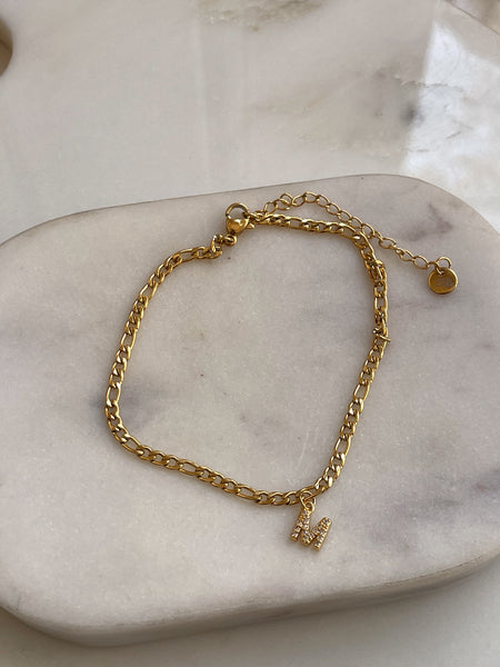 INITIAL ANKLET | 18k Gold Plated Cubic Zirconia Anklets