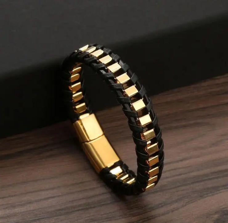 STATE | ZibaMan | Black/Gold/Silver Leather Bracelet