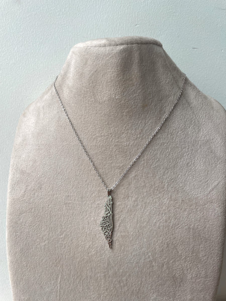 CALLIGRAPHY FOR PALESTINE I PALESTINE MAP | Tarnish Free I Gold/Silver/Rose-Gold Necklace