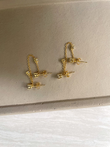 ZELDA| Double Piercing Studs| S925 Sterling Silver 18ct gold plated | Pair