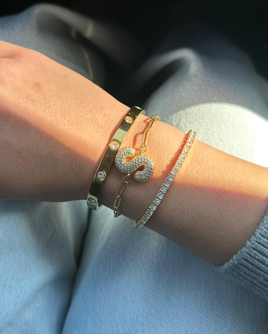 BUBBLE GLAM INITIALS I Plated I Letter Bracelet