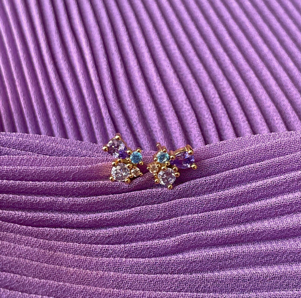 INDIGO | S925 Sterling Silver | 18k Gold Plated I Cubic Zirconia | Purple-Blue Stud | Earring