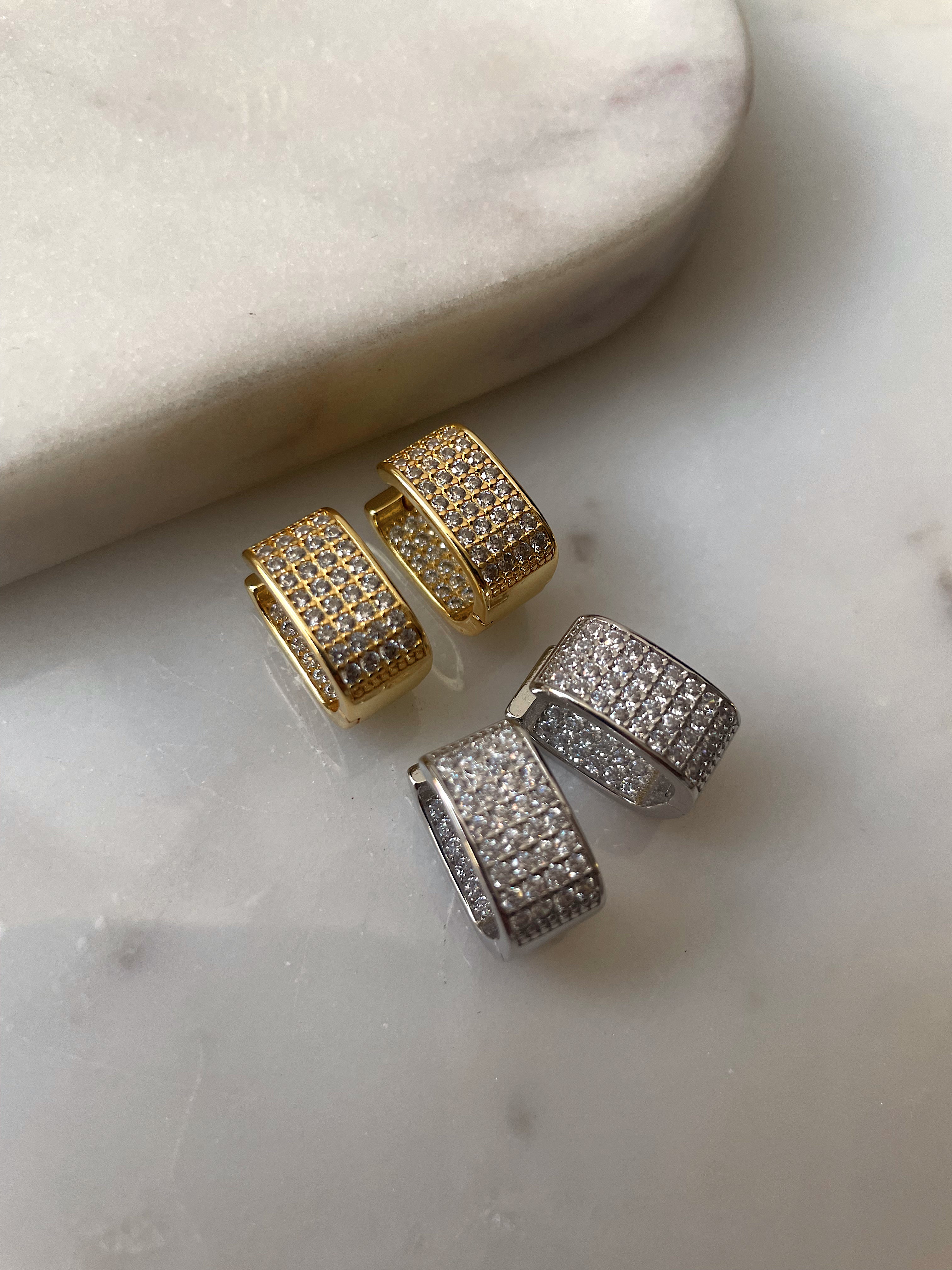 UPSCALE | Gold/Silver Luxury Cubic Zirconia | Encrusted Rectangular | Earring
