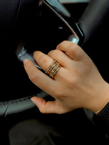 MIA | Tarnish Free | linked 4 eternity bands Ring | Gold with cubic zirconias