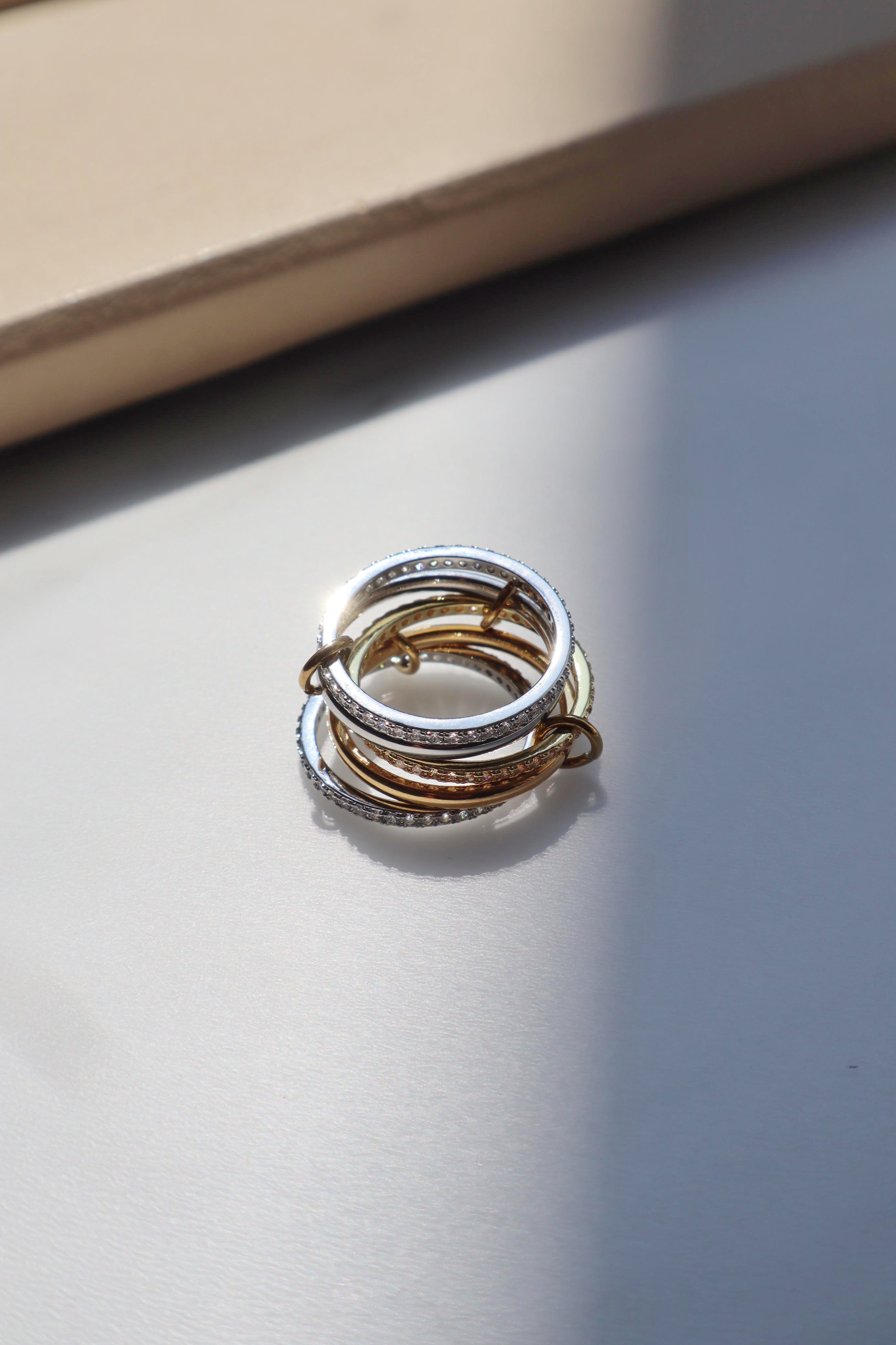 STACKED| Linked 5 layer Eternity Band Ring| Gold and Silver with Cubic Zirconias