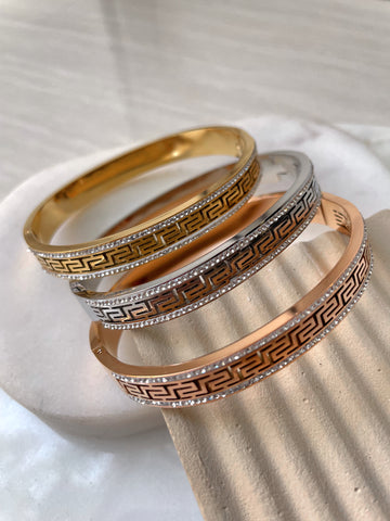 ITALIA | Tarnish Free | Gold/Silver/Rose-Gold Encrusted Pattern | Bangle